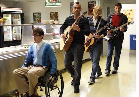 Photo Chord Overstreet, Cory Monteith, Kevin McHale, Mark Salling