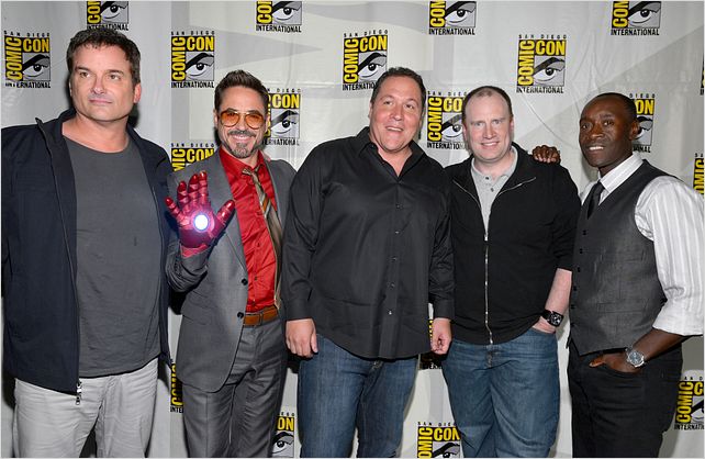 Iron Man 3 : Photo Don Cheadle, Jon Favreau, Kevin Feige, Robert Downey Jr., Shane Black