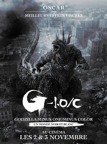 Affiche de Godzilla Minus One / Minus Color, film à voir en streaming sur Pygargue