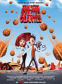 Affiche de Tempête de boulettes géantes, film à voir en streaming sur Pygargue