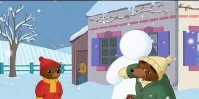poster de la série Petit Ours Brun fait un bonhomme de neige