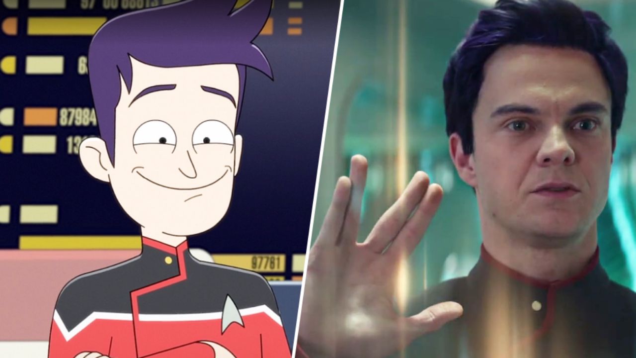 Brad Boimler (Jack Quaid) dans Lower Decks (à gauche) et dans Strange New Worlds (à droite)