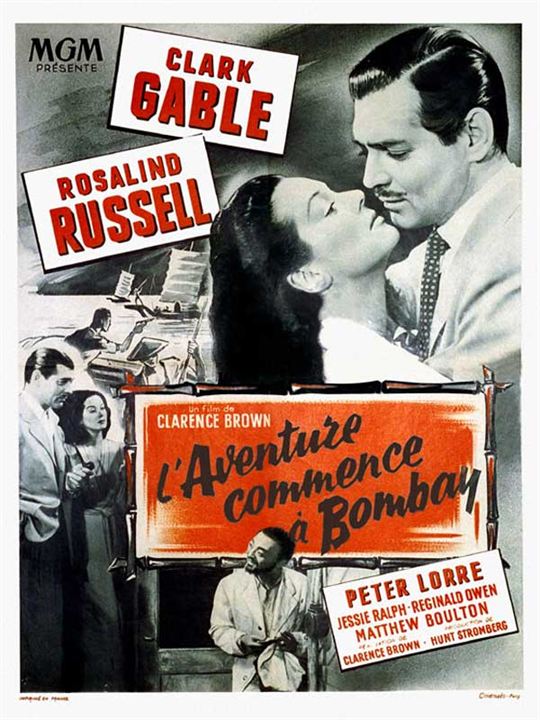 L'Aventure commence à Bombay : Affiche Peter Lorre, Rosalind Russell, Clarence Brown