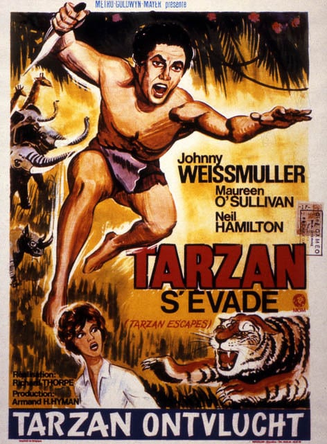 Tarzan s'évade : Affiche Johnny Weissmuller, Richard Thorpe
