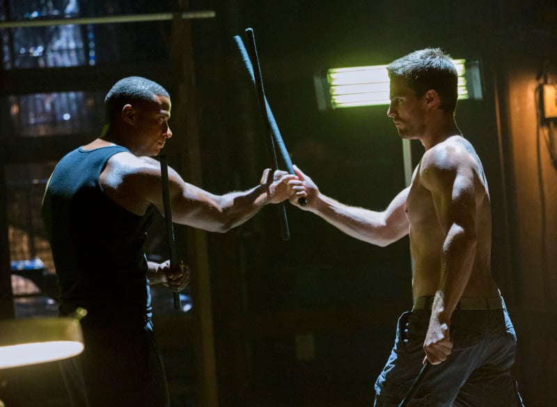 Arrow : Photo Stephen Amell, David Ramsey