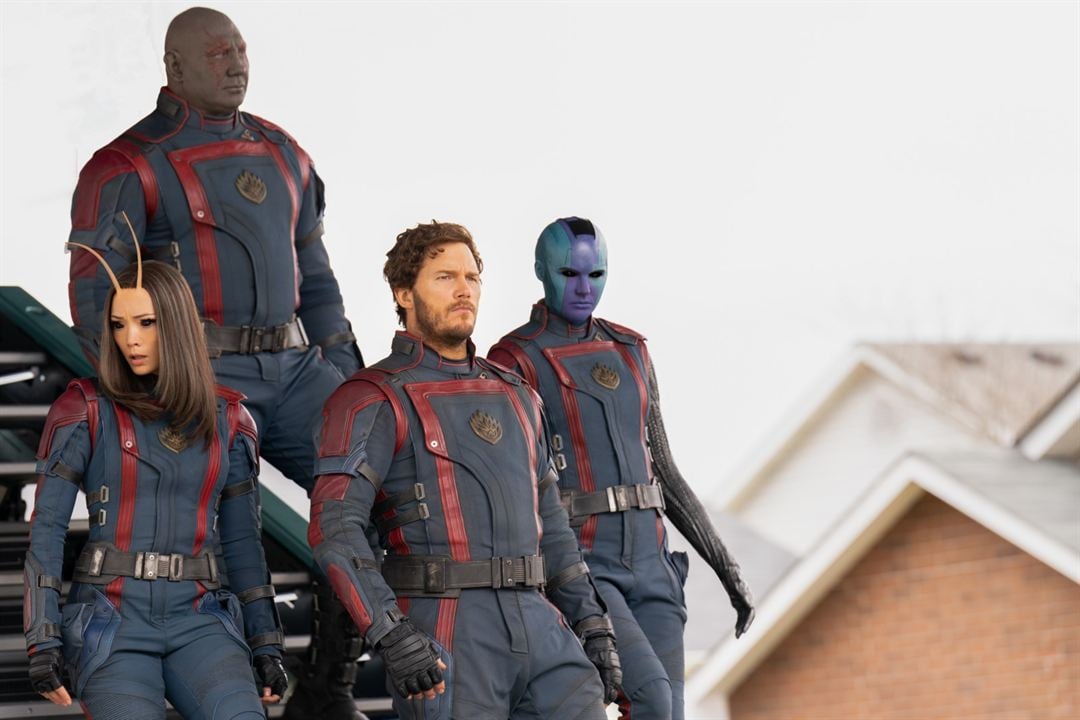 Les Gardiens de la Galaxie 3 : Photo Chris Pratt, Dave Bautista, Pom Klementieff, Karen Gillan